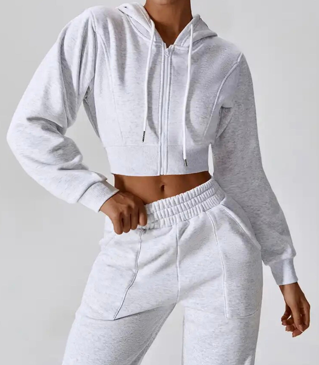 Cropped Full Zip Sweatshirt