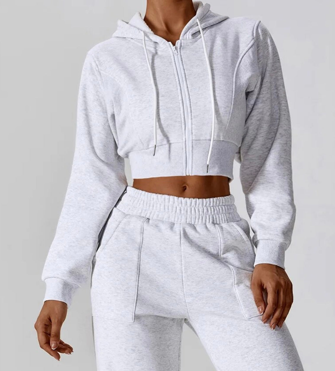 Cropped Full Zip Sweatshirt