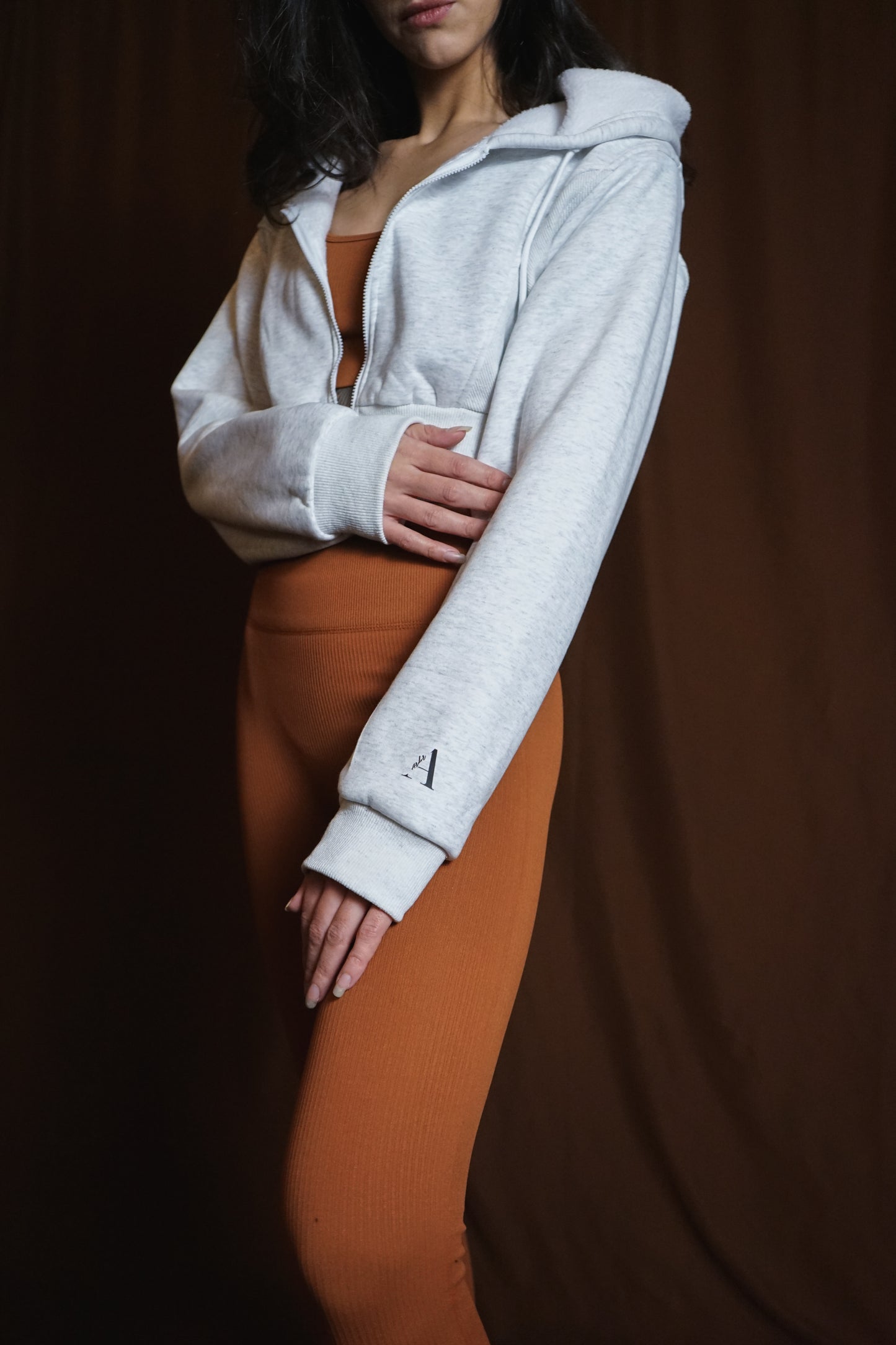 Cropped Full Zip Sweatshirt