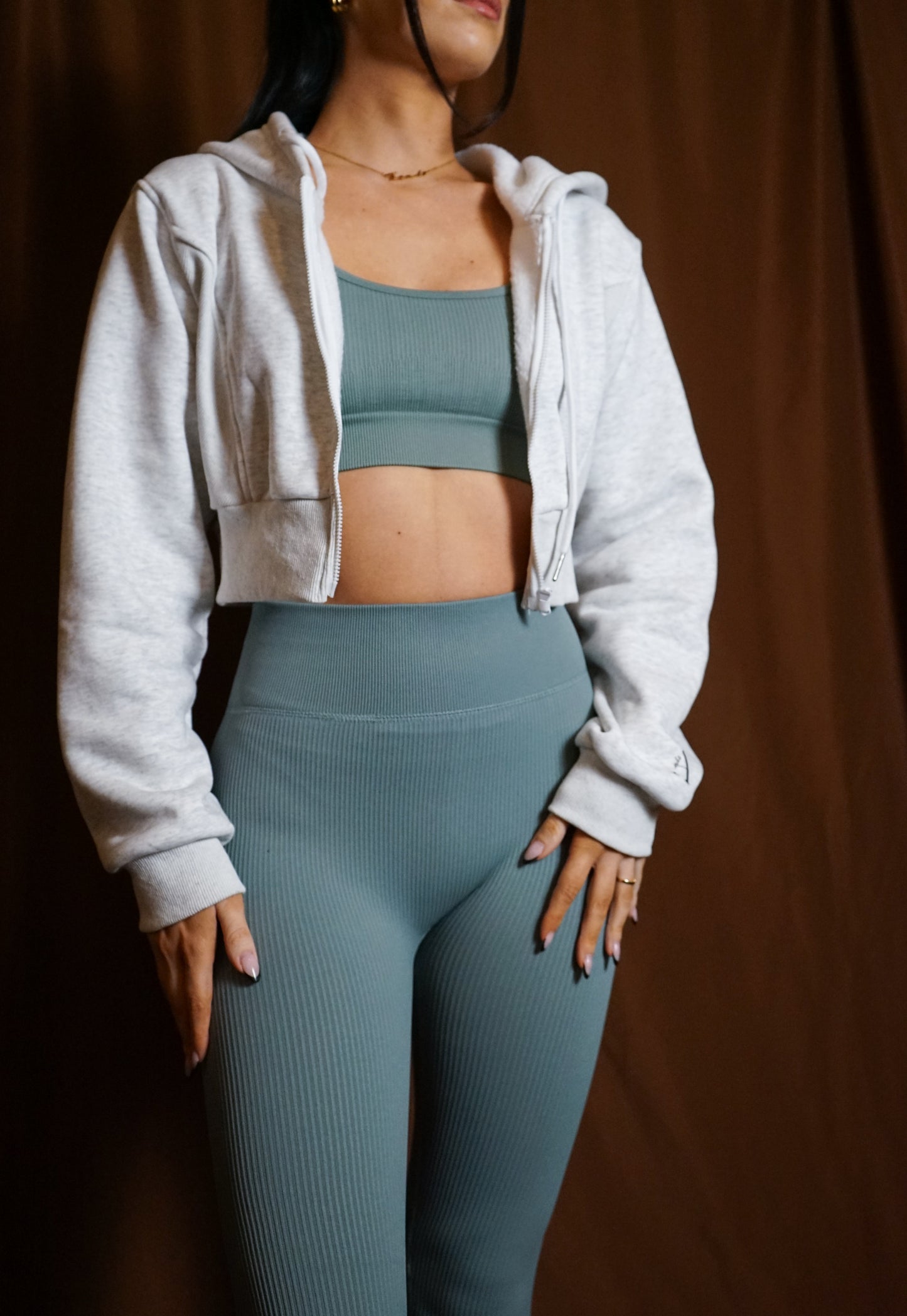 Cropped Full Zip Sweatshirt