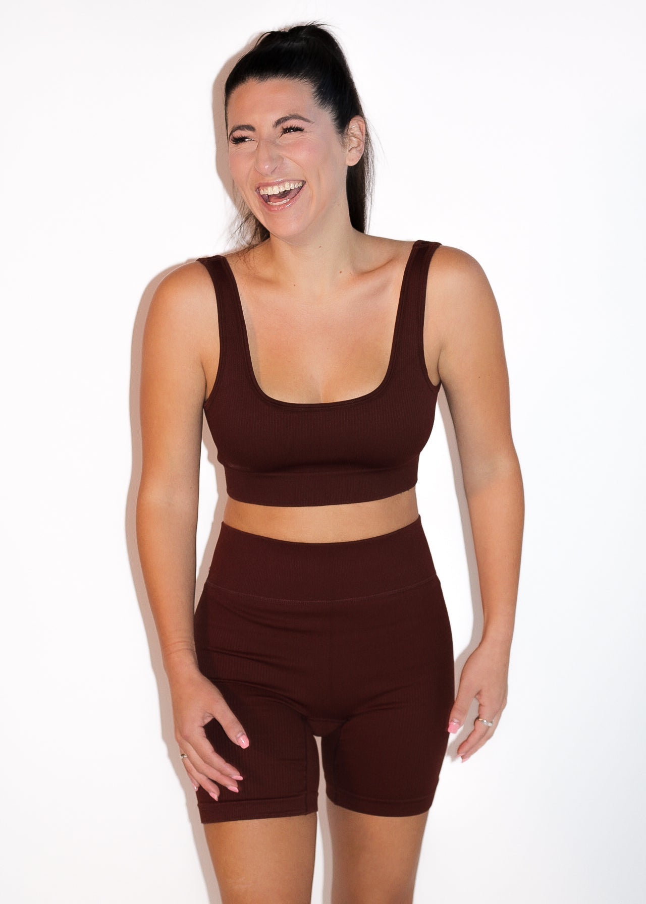 Seamless Two Piece Ribbed Biker Short Set