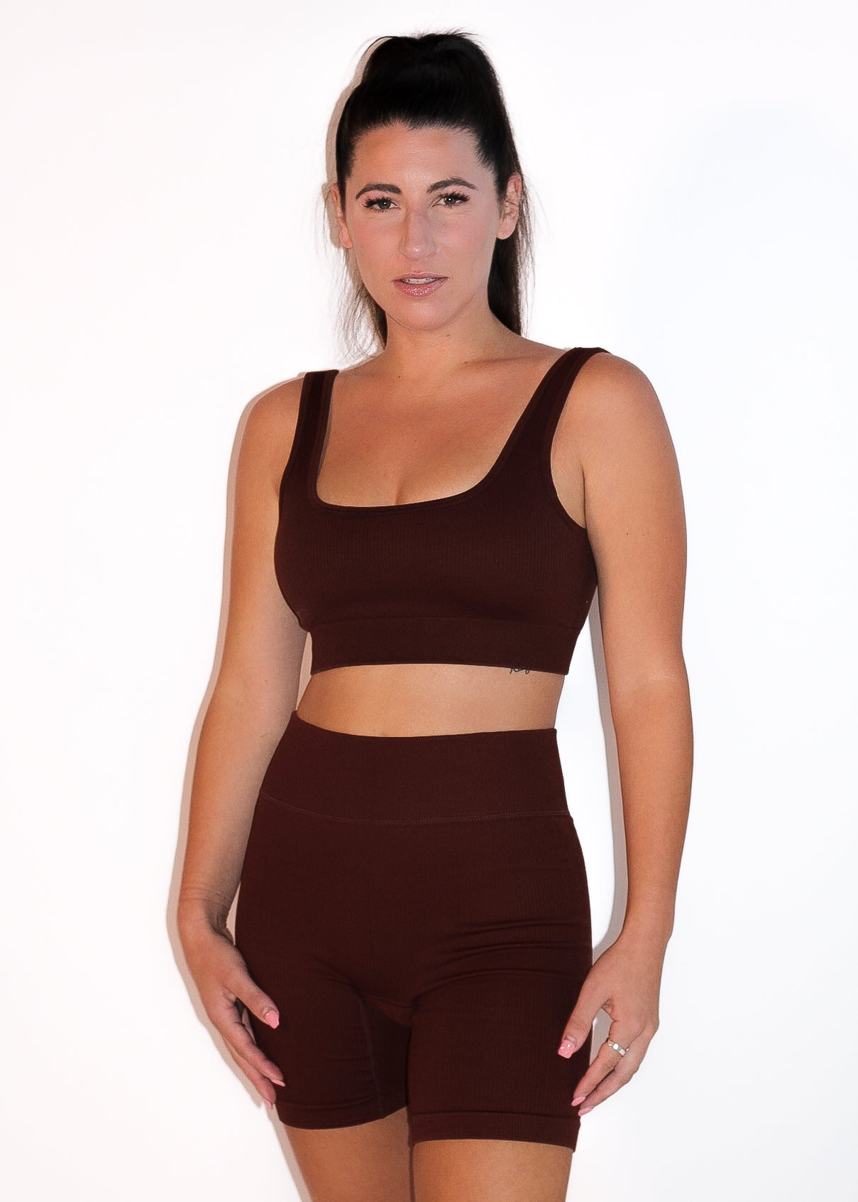 Seamless Two Piece Ribbed Biker Short Set