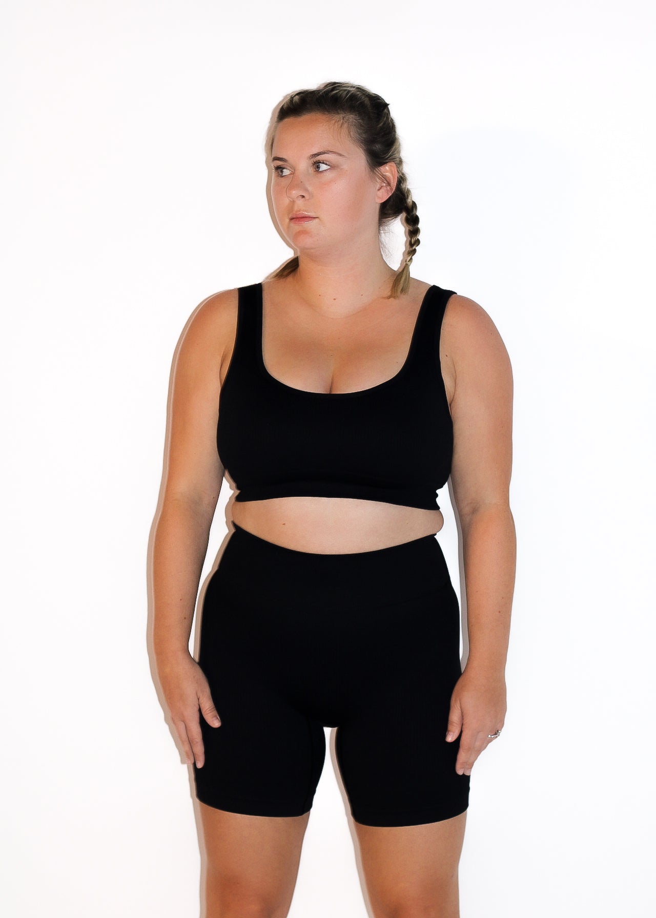 Seamless Two Piece Ribbed Biker Short Set