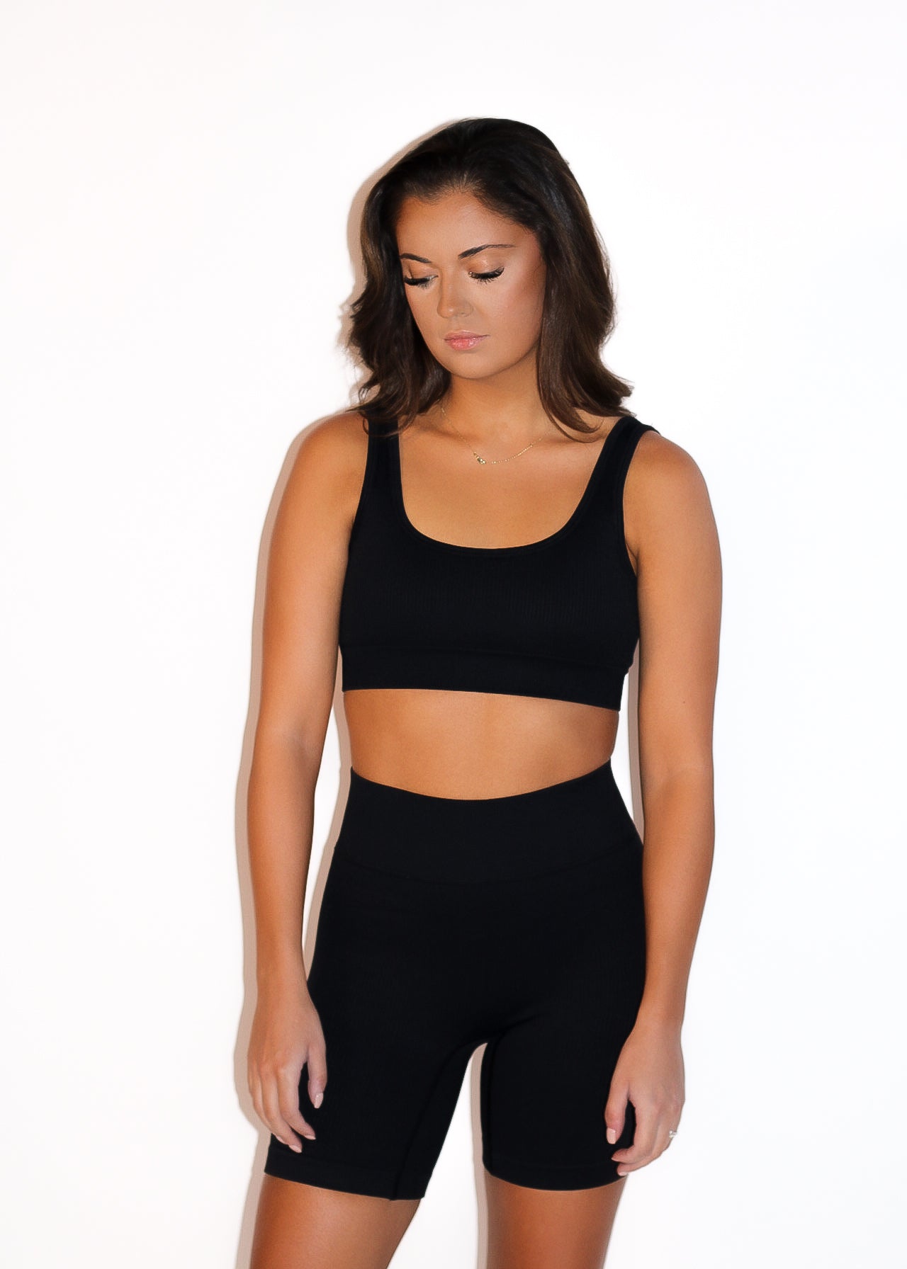 Seamless Two Piece Ribbed Biker Short Set
