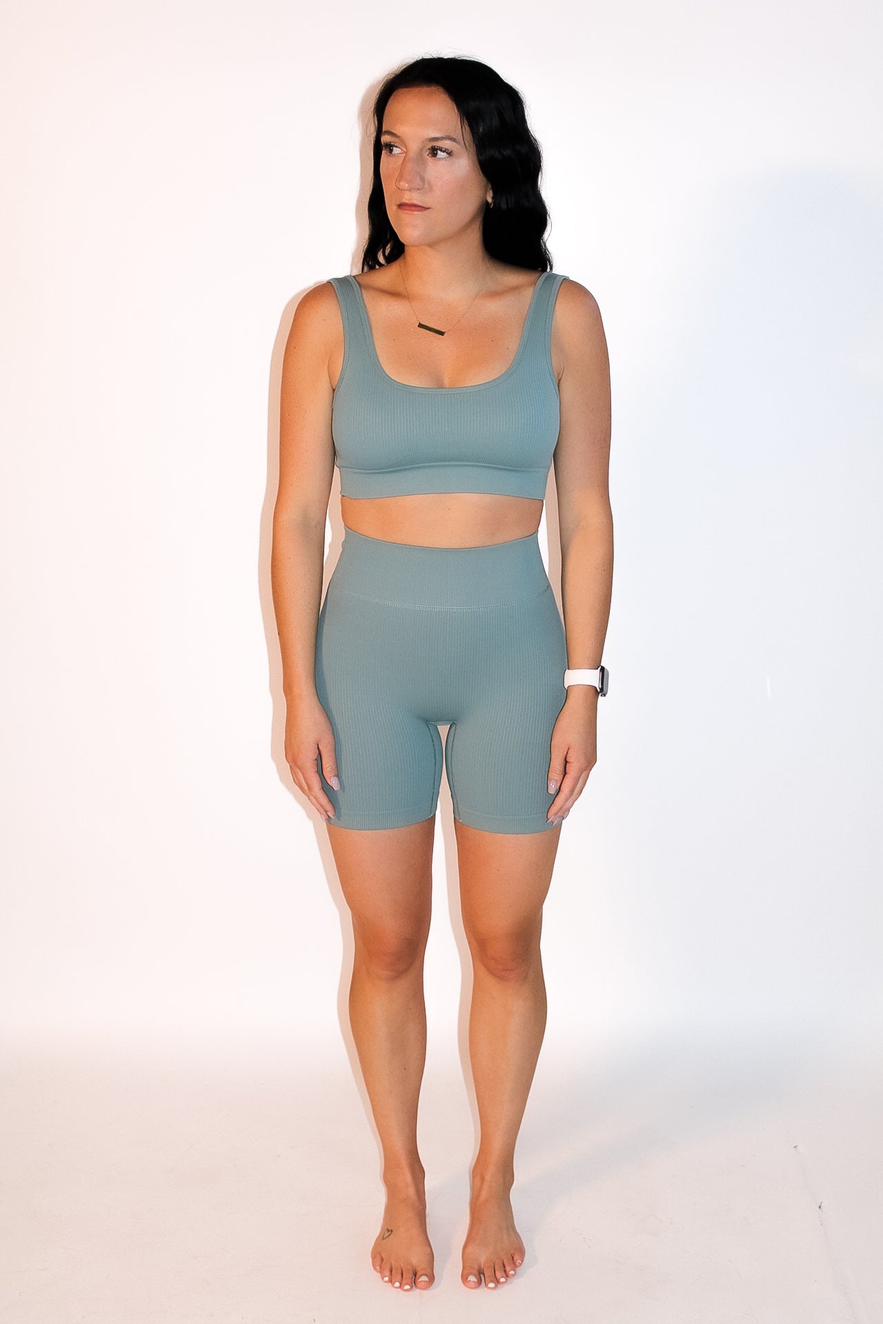 Seamless Two Piece Ribbed Biker Short Set