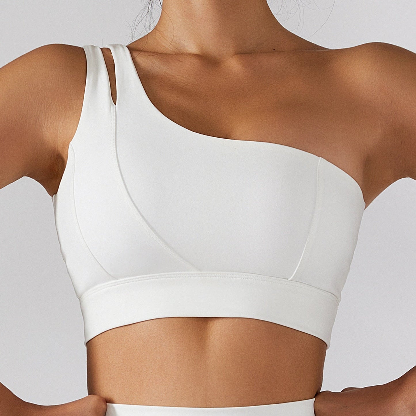 One Shoulder Sports Bra  Sports bra, White sports bra, Sport outfits