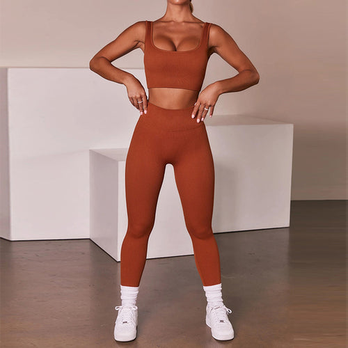 Seamless Ribbed Two Piece Legging Set